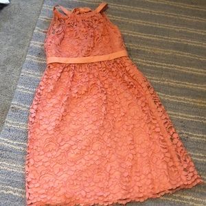 David’s Bridal lace coral dress size 12, knee length